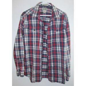 LL Bean Plaid Flannel Shirt Men's Size Medium Regular Red Blue Plaid